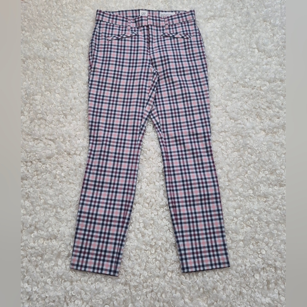​BNWOT Gap Signature Skinny Ankle Pants 2 Plaid Pink - Picture 3 of 11